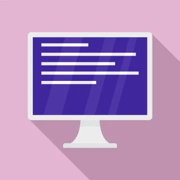 Computer blue screen icon, flat style Illustrazione stock