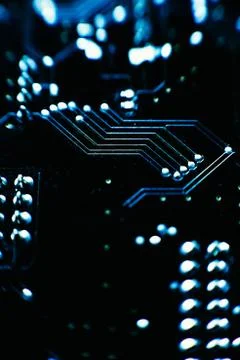 Computer board blue color close-up Stock Photos