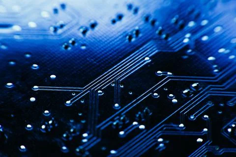 Computer board blue color close-up Foto stock