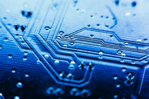 Computer board blue color close-up Stock Photos