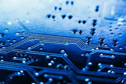 Computer board blue color close-up Foto stock