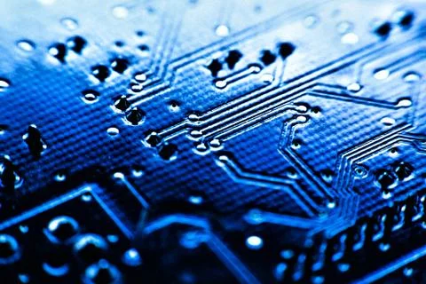 Computer board blue color close-up Stock Photos