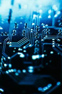Computer board blue color close-up Stock Photos