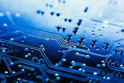 Computer board blue color close-up Stock Photos