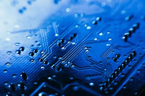 Computer board blue color close-up Stock Photos