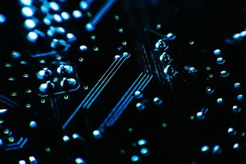 Computer board blue color close-up Foto stock