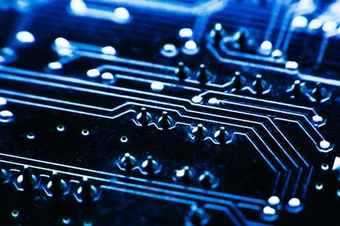 Computer board blue color close-up Foto stock