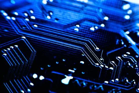 Computer board blue color close-up Stock Photos