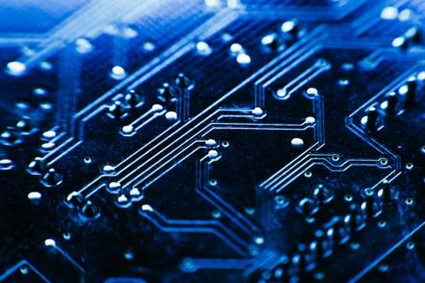 Computer board blue color close-up Stock Photos