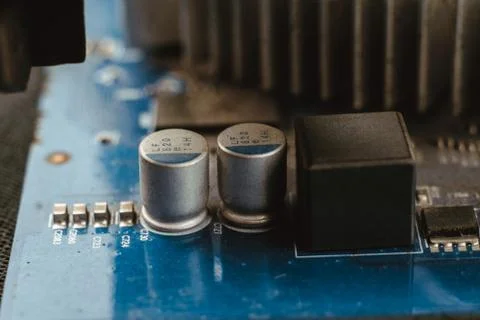 Computer board chip circuit cpu core blue technology Foto stock