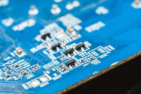 Computer board chip circuit cpu core blue technology Stock-Fotos