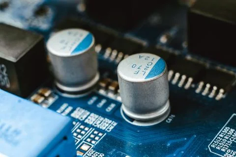 Computer board chip circuit cpu core blue technology Foto stock