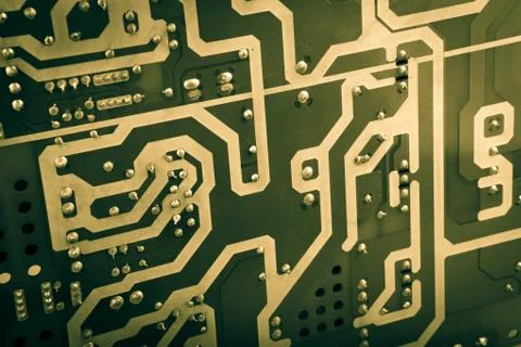 Computer board with chips and components Stock Photos