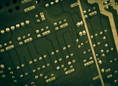 Computer board with chips and components Foto stock