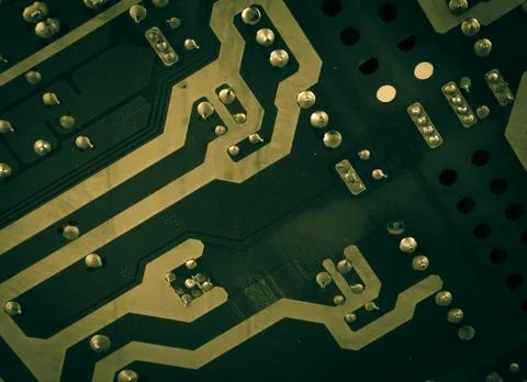 Computer board with chips and components Stock Photos