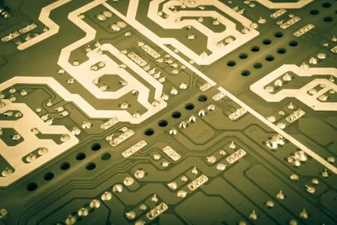 Computer board with chips and components Foto stock