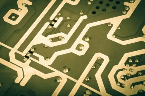 Computer board with chips and components Stock Photos