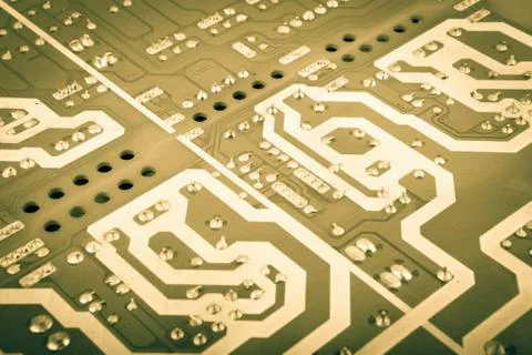 Computer board with chips and components Stock Photos
