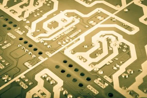 Computer board with chips and components Foto stock