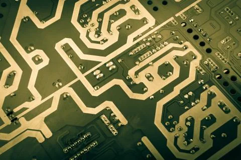 Computer board with chips and components Stock Photos