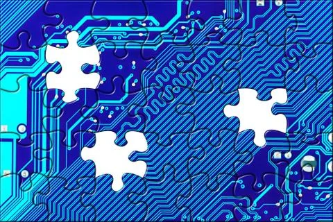 Computer board made of puzzle Stock Illustration