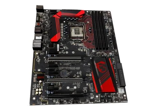 Computer board with many electronic components Stock-Illustration