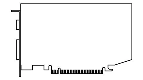 Computer board for pc outline isolated on white background. Clipart. Stock Illustration