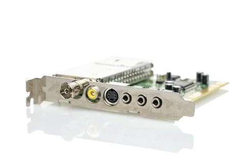 Computer board tv tuner, chip on a white background Stock Photos