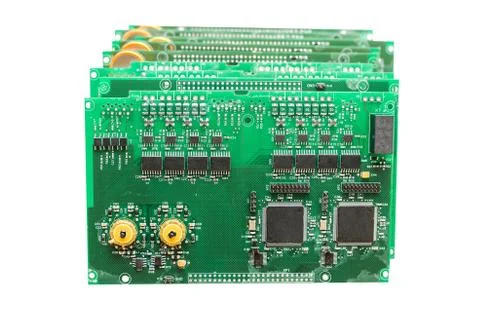 Computer boards in a row isolated on white background Stock Photos