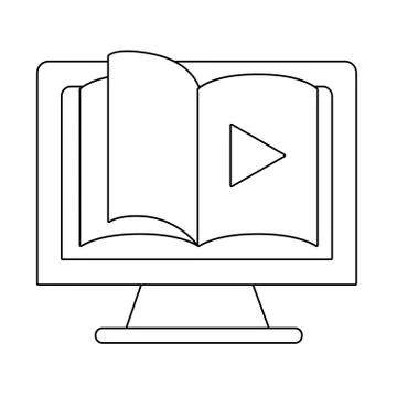 Computer with book 스톡 일러스트