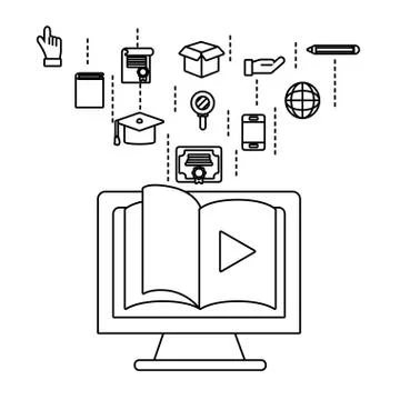 Computer with book Stockillustratie