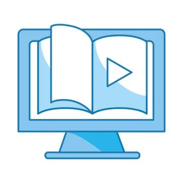 Computer with book Stock Illustration