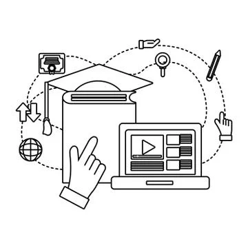 Computer with book Stockillustratie