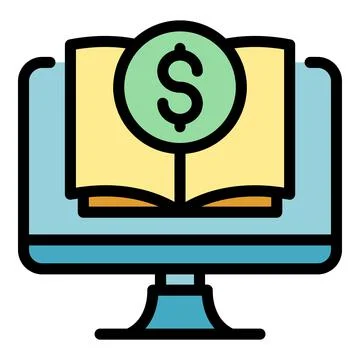 Computer book restructuring icon color outline vector Stock Illustration