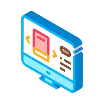 Computer book selection isometric icon vector illustration Stockillustratie