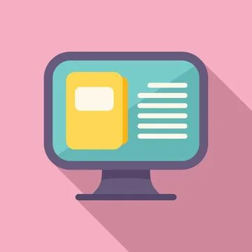 Computer book store icon flat vector. Internet based Stock Illustration