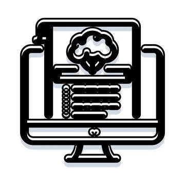 Computer brain displaying information and knowledge icon イラスト素材