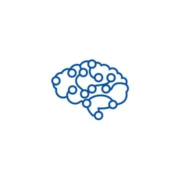 Computer brain line icon concept. Computer brain flat vector symbol, sign 스톡 일러스트