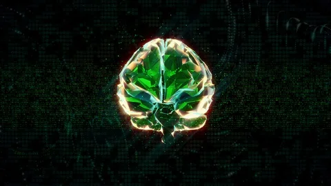 Computer brain processing information, artificial intelligence, AI neuroimpulses Stock Footage 93827822