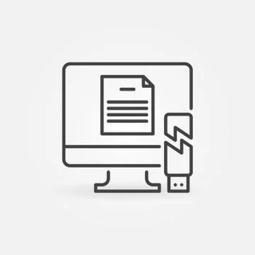 Computer with Broken USB Drive vector outline icon イラスト素材