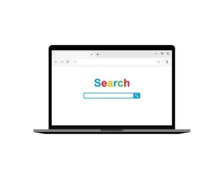 Computer with browser and search bar. Search on the Internet Stock Illustration