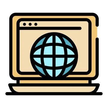 Computer browser icon color outline vector Stock Illustration