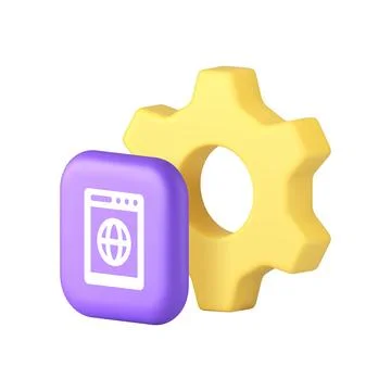 Computer browser settings option setup configuration 3d icon realistic vector Stock Illustration
