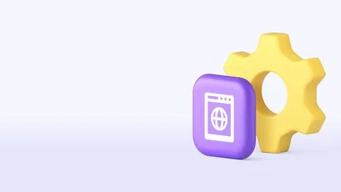 Computer browser settings option setup configuration copy space banner templa Stock Illustration