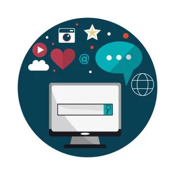 Computer bubble and search design Illustrazione stock