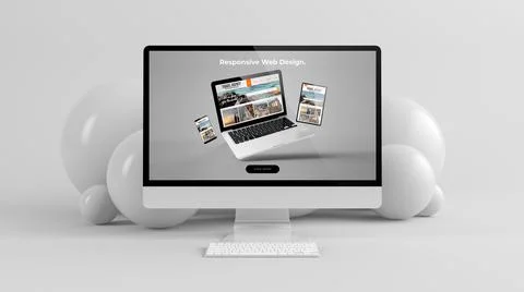 Computer with bubbles background Stock Illustration