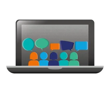 Computer with bubbles inside icon Stock Illustration