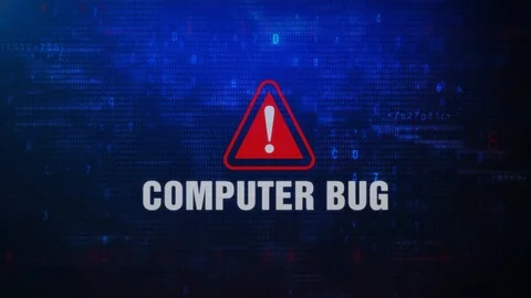 Computer Bug Alert Warning Error Message Blinking on Screen . Stock Footage 98439072
