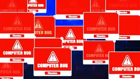 Computer Bug Alert Warning Error Pop-up Notification Box On Screen. Stock Footage 98544542