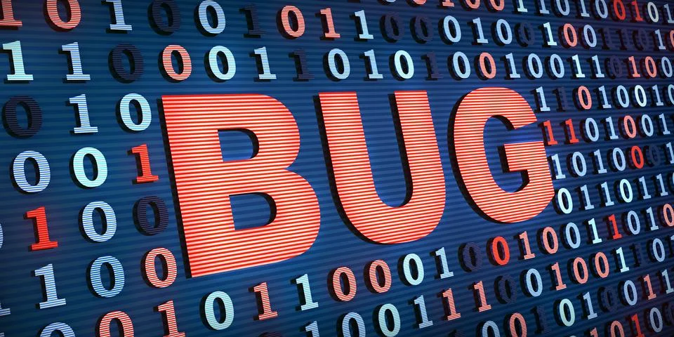 Computer bug and binary code. 3d illustration Stock-Illustration